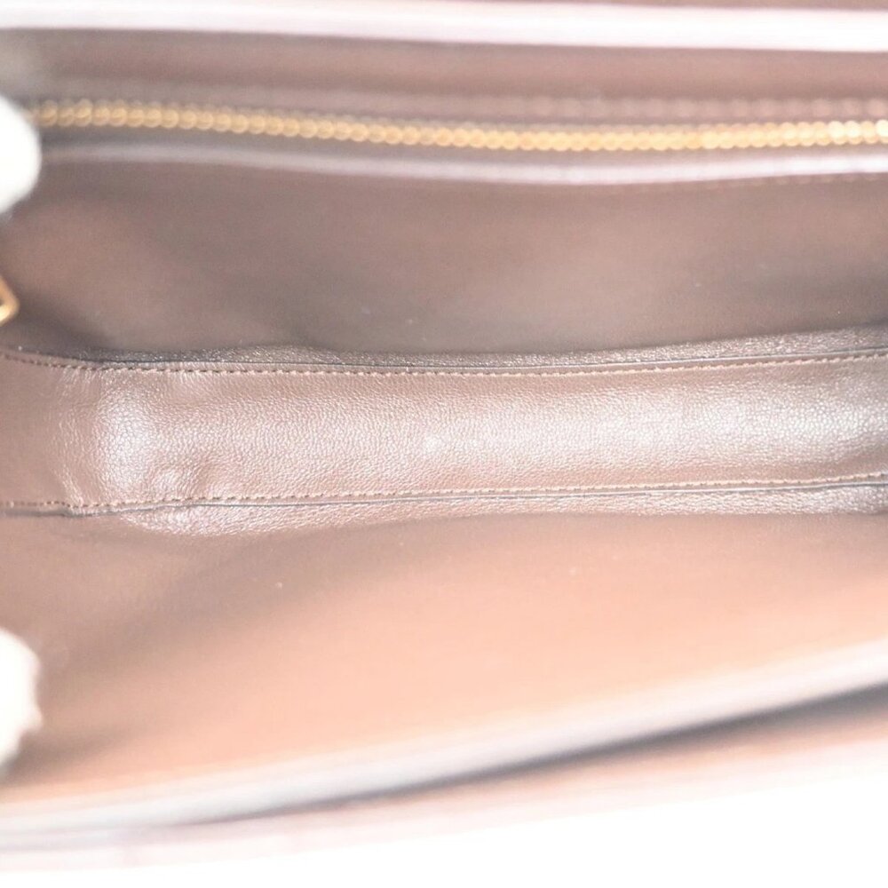 CELINE C Logo Chain Shoulder Hand Bag Quilted Leather Brown GHW Italy 57RL830 - Picture 7 of 16